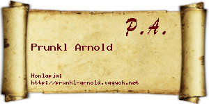 Prunkl Arnold névjegykártya